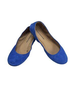 Womens Blue Faux Suede Ballet Flats Size 8
